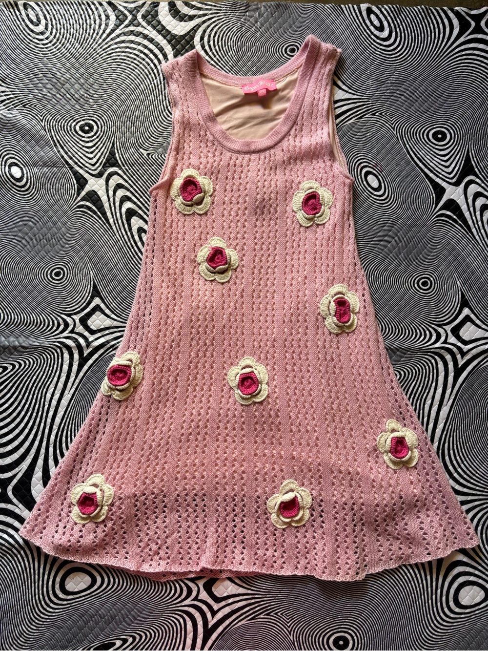 Sugar Thrillz Pink Knit Floral Appliqué Dress